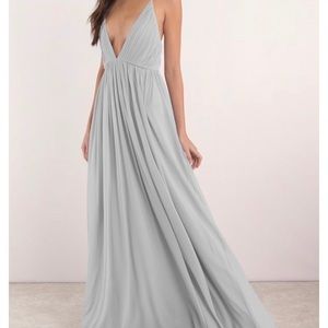Plunging Grey Maxi Dress